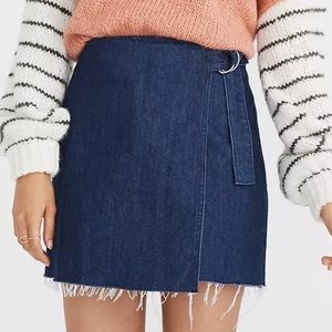 Madewell | Denim Raw-Hem Mini Wrap Skirt